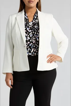 Kasper Stretch Crepe One-Button Blazer in at Nordstrom, Size 14W