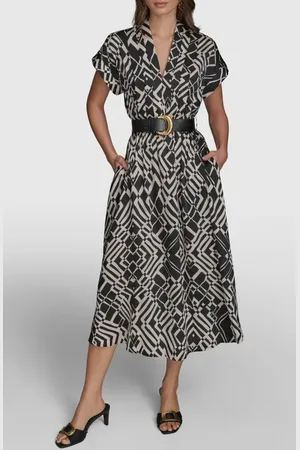 Donna Karan Print Belted Midi Dress in at Nordstrom, Size 2