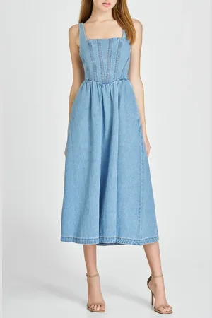 WAYF Daisy Sleeveless Denim Midi Dress in at Nordstrom, Size Medium