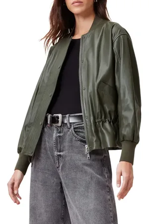 AllSaints Sofi Leather Bomber Jacket in at Nordstrom, Size 8 Us