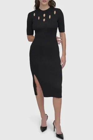 DKNY Cutout Detail Rib Sweater Dress in at Nordstrom, Size X-Large