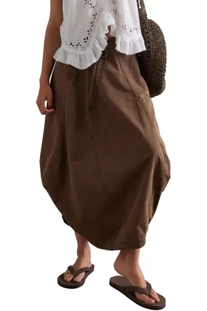 Free People Willow Poplin Midi Skirt in at Nordstrom, Size X-Small