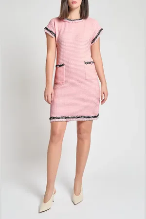 Ming Wang Modern Fit Fringe Trim Tweed Dress in at Nordstrom, Size X-Large