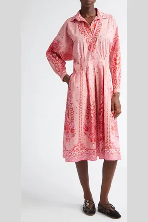 Etro Floral Paisley Long Sleeve Stretch Cotton Shirtdress in at Nordstrom, Size 0 Us
