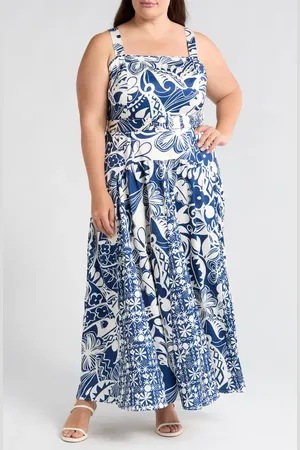 CIEBON Nenette Floral Print Sleeveless Maxi Dress in at Nordstrom, Size 3X