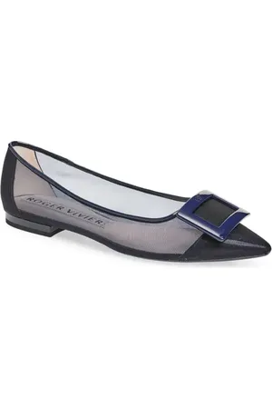 Roger Vivier Gommettine Buckle Pointed Toe Mesh Ballerina Flat in at Nordstrom, Size 9Us