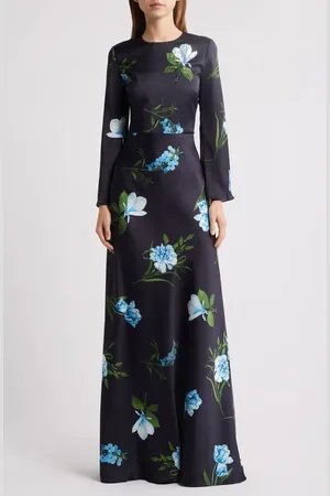 Sachin & Babi Alex Sequin Floral Long Sleeve Satin Crepe Gown in at Nordstrom, Size 6