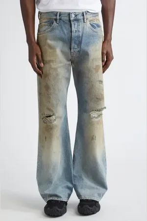 Acne Studios 2021 Penicillin Distressed Loose Fit Wide Leg Jeans in at Nordstrom, Size 30 X 32