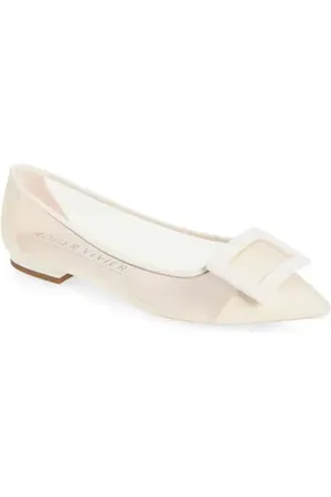 Roger Vivier Gommettine Buckle Pointed Toe Mesh Ballerina Flat in at Nordstrom, Size 8Us