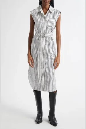 Marimekko Simppeli Aita Stripe Sleeveless Cotton Shirtdress in at Nordstrom, Size 2 Us