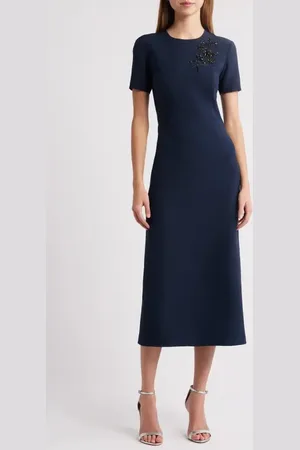 Sachin & Babi Tamara Bead Detail Stretch Crepe Cocktail Midi Dress in at Nordstrom, Size 0