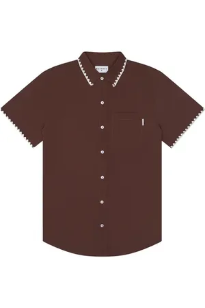 MAVRANS Blanket Stitch Short Sleeve Performance Button-Up Shirt in at Nordstrom, Size Large