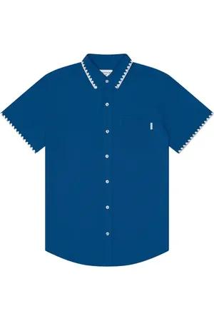 MAVRANS Blanket Stitch Short Sleeve Performance Button-Up Shirt in at Nordstrom, Size Medium