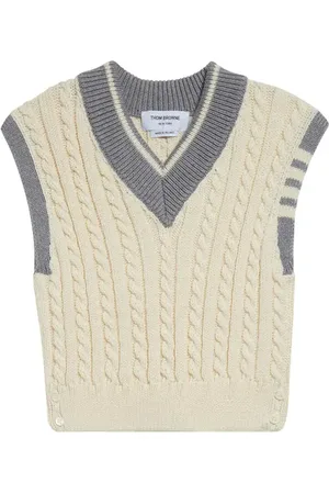 Thom Browne Cable Knit 4-Bar Virgin Wool Sweater Vest in at Nordstrom, Size 8 Us