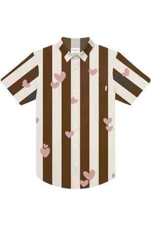 MAVRANS Hearts Stripe Short Sleeve Performance Button-Up Shirt in at Nordstrom, Size Medium