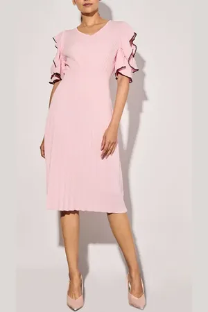Ming Wang Ruffle Rib Midi Dress in at Nordstrom, Size Small