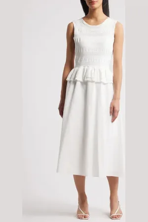 Julia Jordan Mixed Media Stretch Cotton Midi Dress in at Nordstrom, Size Small