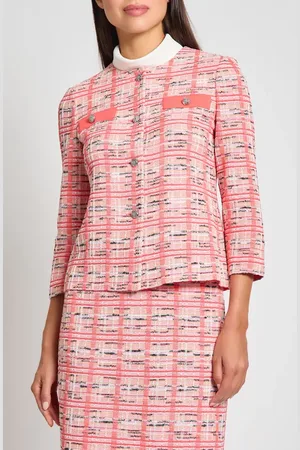 Ming Wang Plaid Knit Jacket in at Nordstrom, Size Small