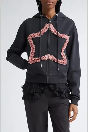 SANDY LIANG Regina Star Cotton Zip Hoodie in at Nordstrom, Size Large