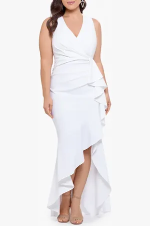 Betsy & Adam Sleeveless High-Low Ruffle Gown in at Nordstrom, Size 14W