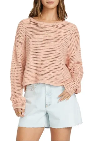 Billabong Daybreak Openwork Cotton Sweater in at Nordstrom, Size Large