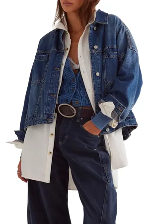 Free People We The Free Opal Swing Denim Trucker Jacket in at Nordstrom, Size Large