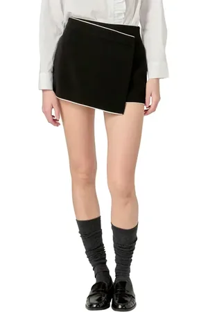 ENGLISH FACTORY Contrast Faux Wrap Mini Skort in at Nordstrom, Size Medium