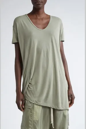 Rick Owens Hiked Asymmetric Drape Detail Jersey T-Shirt in at Nordstrom, Size 12 Us
