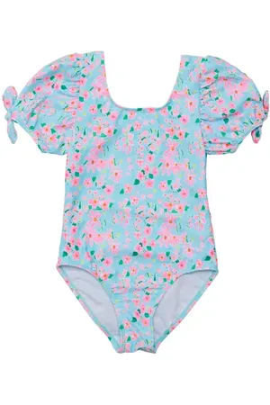 Snapper Rock Daisy Chain Puff Sleeve One-Piece Swimsuit in at Nordstrom, Size 3-6M
