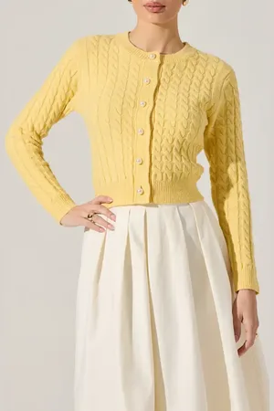 ASTR Cable Stitch Cardigan in at Nordstrom, Size Medium
