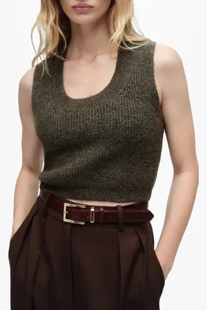 MANGO Erizo Crop Knit Tank in at Nordstrom, Size X-Large