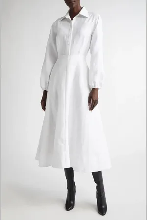 BRANDON MAXWELL Maggie Polka Dot Long Sleeve Jacquad Shirtdress in at Nordstrom, Size 8
