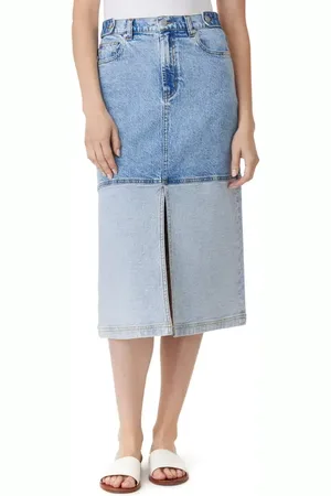 HABITUAL Colorblock Denim Midi Skirt in at Nordstrom, Size 0