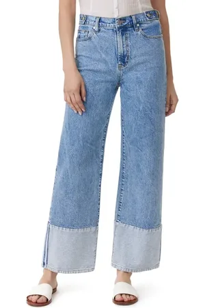 HABITUAL Contrast Hem High Waist Ankle Wide Leg Jeans in at Nordstrom, Size 2