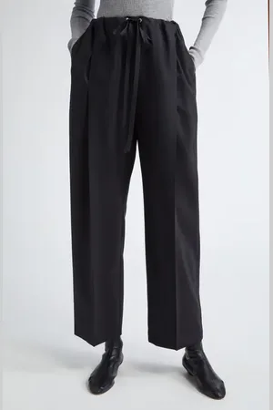 Khaite Trenton Pleated Tropical Wool Drawstring Pants in at Nordstrom, Size Large
