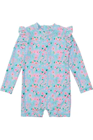 Snapper Rock Daisy Chain Long Sleeve One-Piece Rashguard Swimsuit in at Nordstrom, Size 18-24M