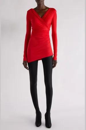 Balenciaga Draped Long Sleeve Stretch Jersey Minidress in at Nordstrom, Size 6 Us