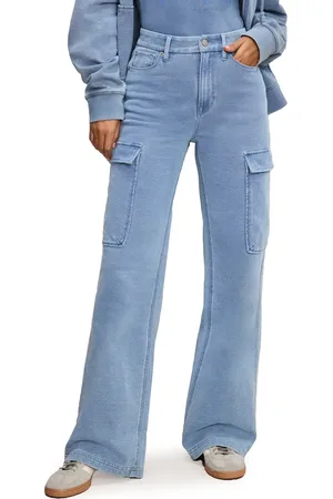 GOOD AMERICAN Jeanius Good Skate Wide Leg Cargo French Terry Pants in at Nordstrom, Size 8