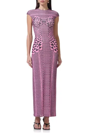 AFRM Cody Print Powermesh Midi Dress in at Nordstrom, Size Large