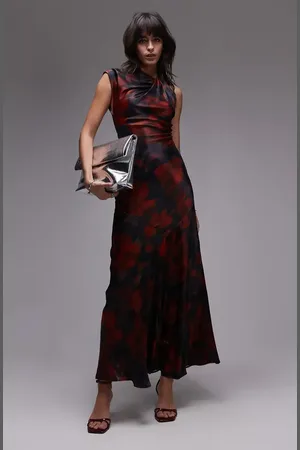 Topshop Print Knot Detal One-Shoulder Maxi Dress in at Nordstrom, Size 8 Us