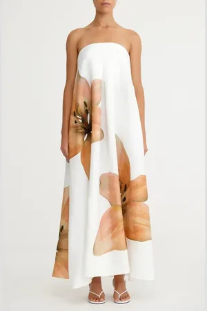 Significant Other Parisa Placed Floral Strapless Linen Maxi Dress in at Nordstrom, Size 4 Us