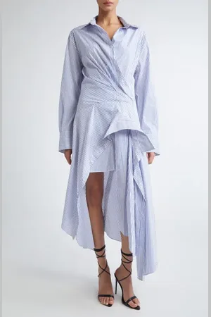 MONSE Cascade Stripe Long Sleeve Deconstructed Shirtdress in at Nordstrom, Size 10