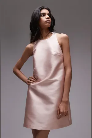 Topshop Open Back Satin Halter Minidress in at Nordstrom, Size 4 Us