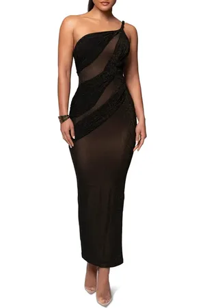 JLUXLABEL Alari One-Shoulder Sparkle Mesh Gown in at Nordstrom, Size X-Small