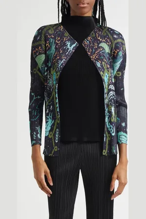 PLEATS PLEASE ISSEY MIYAKE Interplanetary Print Pleated Open Front Cardigan in at Nordstrom, Size 3