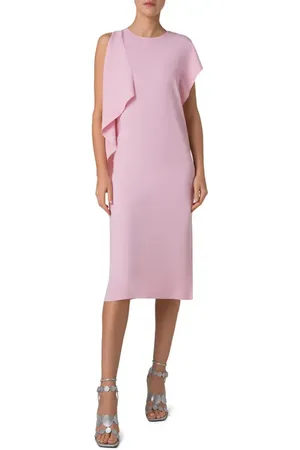 AKRIS Asymmetric Ruffle Midi Dress in at Nordstrom, Size 12