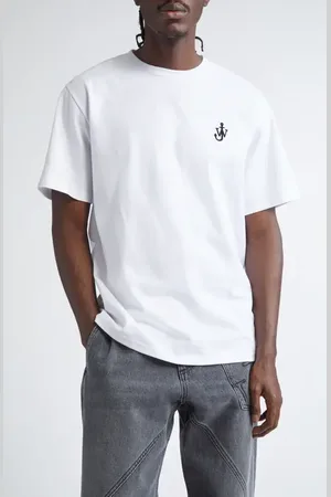 J.W.Anderson Anchor Logo Embroidered Cotton T-Shirt in at Nordstrom, Size Medium