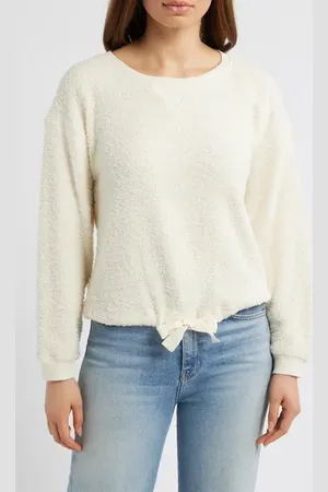 Wit & Wisdom Tie Hem Raglan Pullover in at Nordstrom, Size Large