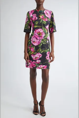 Dolce & Gabbana Peony Jacquard Stretch Cotton Sheath Dress in at Nordstrom, Size 4 Us