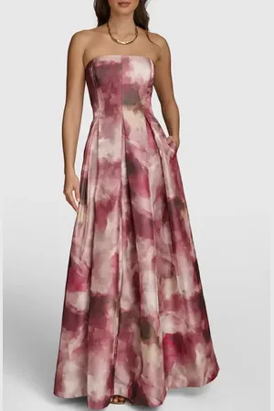 Donna Karan Watercolor Print Strapless Gown in at Nordstrom, Size 14